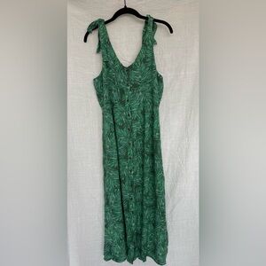 Dip Green Leaf Print Midi Dress